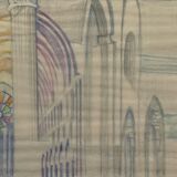 Painting interior design Notre-Dame de Paris stained glass