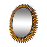 Miroir solaire vintage en métal doré 1960