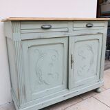 Carved buffet green-of-gray and raw wood