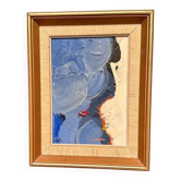 Original Swedish Oil on Panel - "Abstract in Blue" by Hans Oswald - Signed - Vintage and Framed
