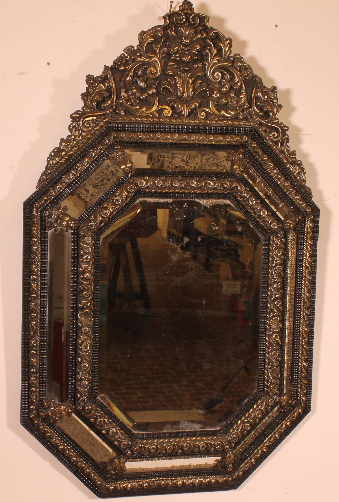 Grand Miroir à parcloses du 19° siècle -Pays Bas