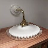 Opaline and white ceramic wall light