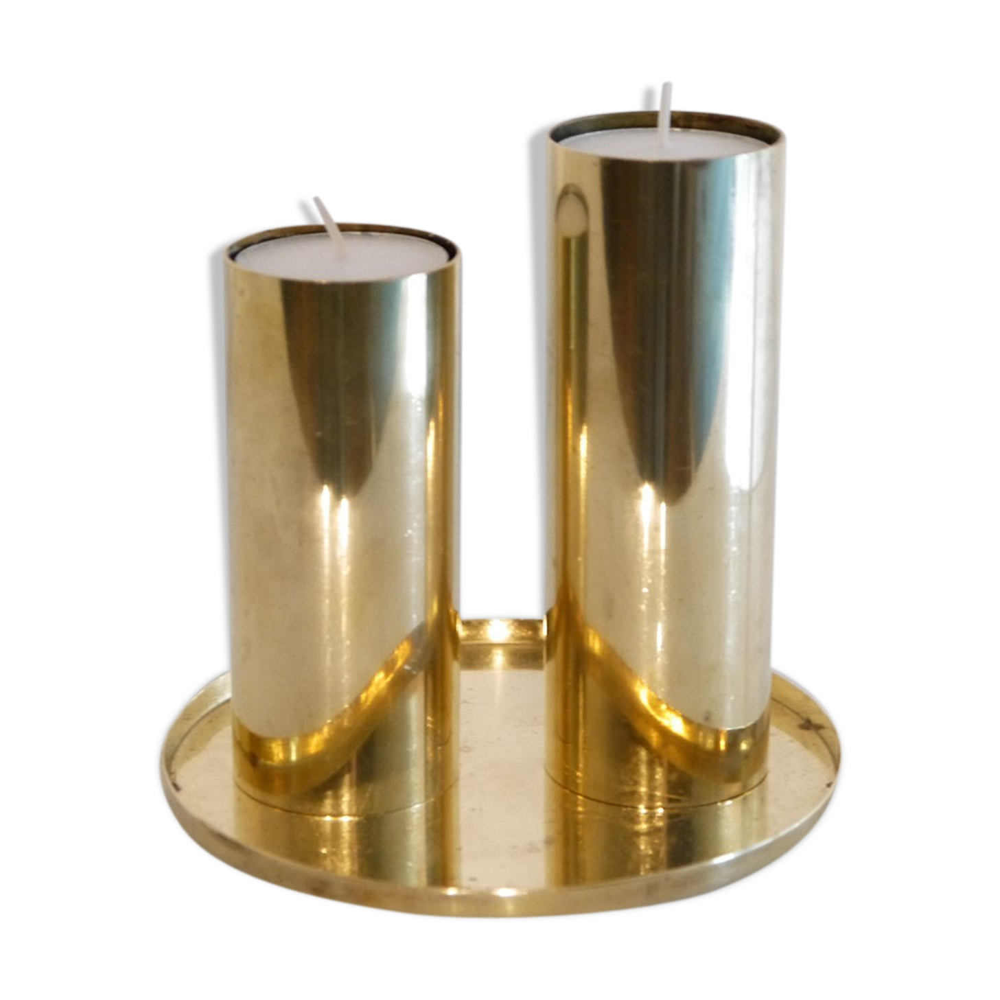 Pair of 1970 Scandinavian brass candlesticks