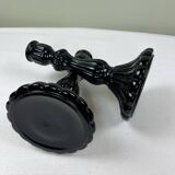 Pair of black opaline candlesticks