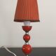 vintage table lamp - orange - metal and nylon lampshade -