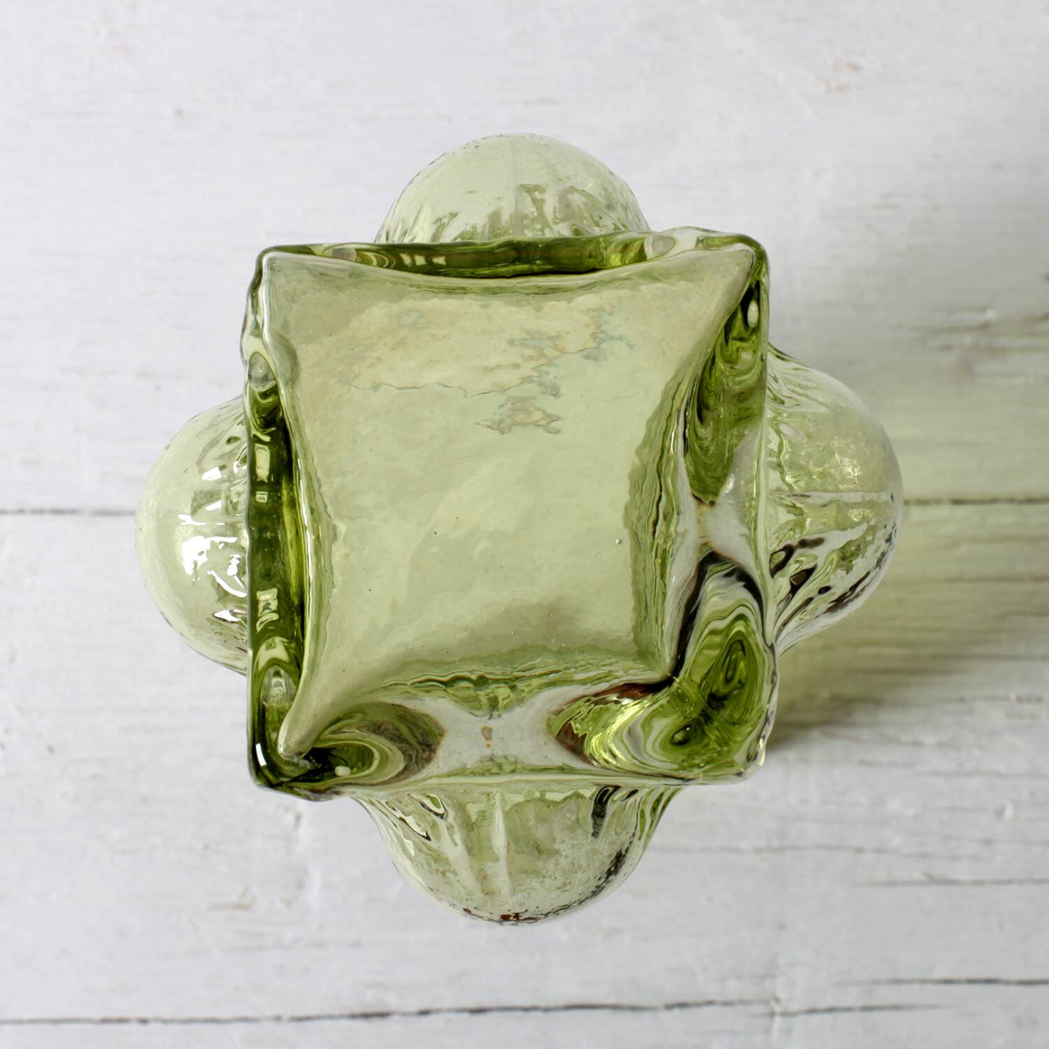 Scandinavian Lime Glass Vase / Rune Strand for Sea Kosta Glasbruk / 1970s