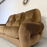Cosy 3-seater sofa, convertible, French design from the 70s, vintage.