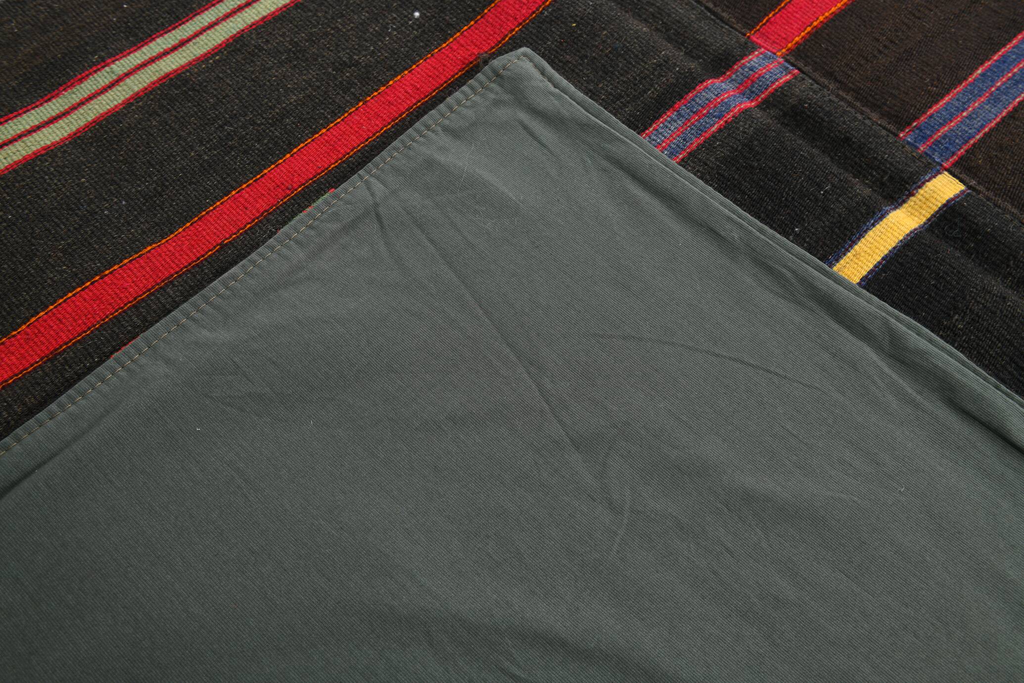 7x9 Multicolor Striped Pattern Kilim Rug, 215x280Cm