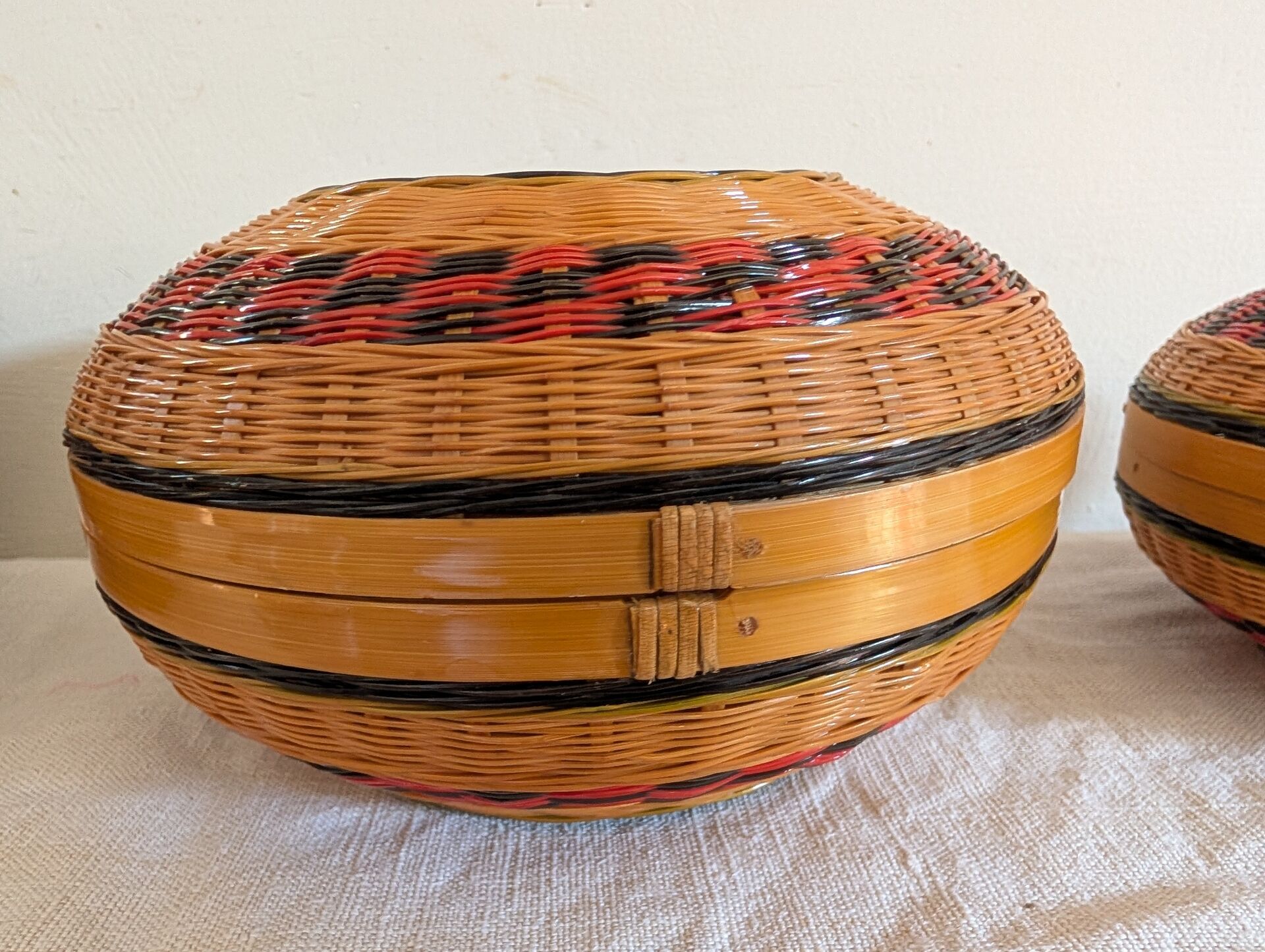 Set of three nesting bamboo boxes – China – 1980s
