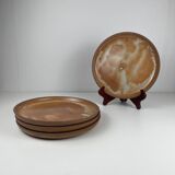 Set of 4 brutalist terracotta plates, brown/red tone, 1970