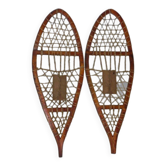 Pair of wooden snowshoes