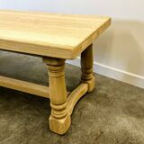 Large Sanded Full Oak Vintage French Dining Table, 1960s. France