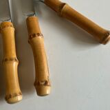 Set of 6 dessert knives bamboo handle 1960