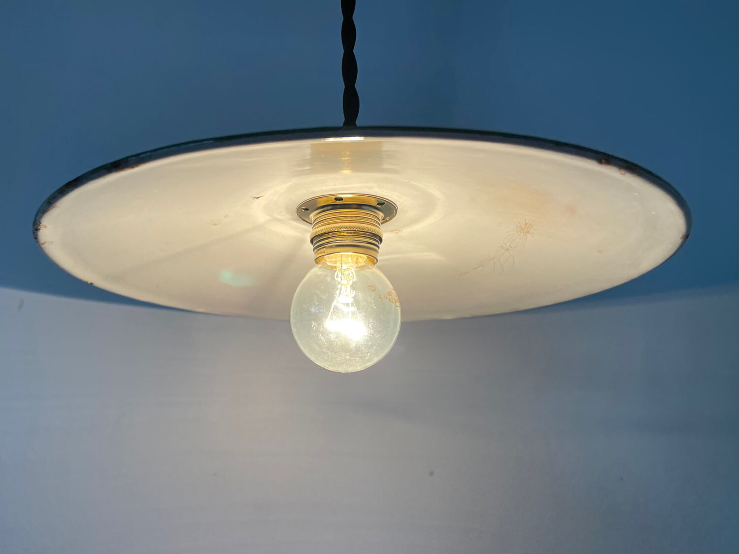 Old enameled metal lampshade