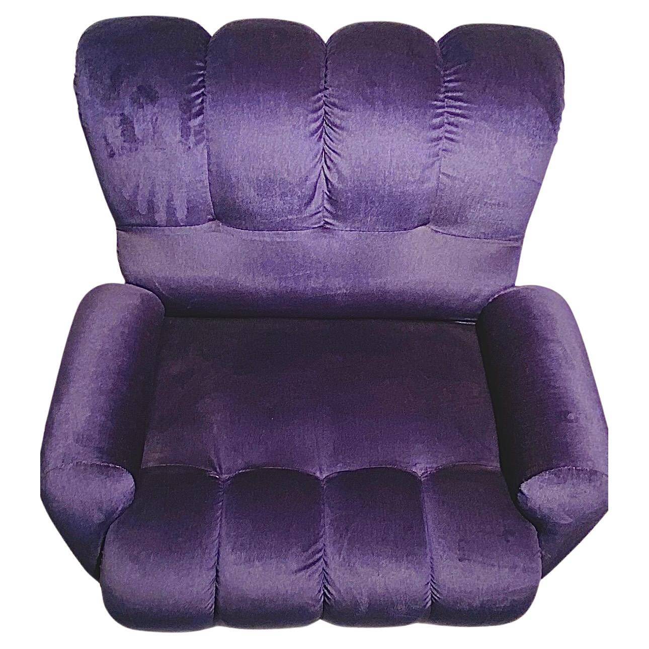 Italian Modern Blue Velvet Armchair