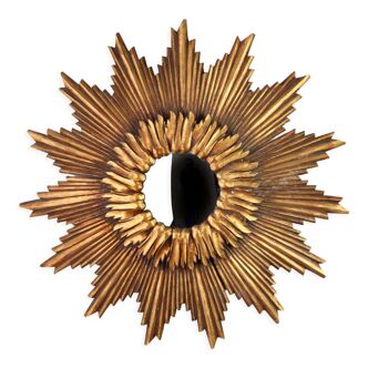 Mirror sun wood convex witch's eye 60s