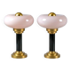 Paire de lampes à poser art-deco • Verres anciens & Laiton patiné