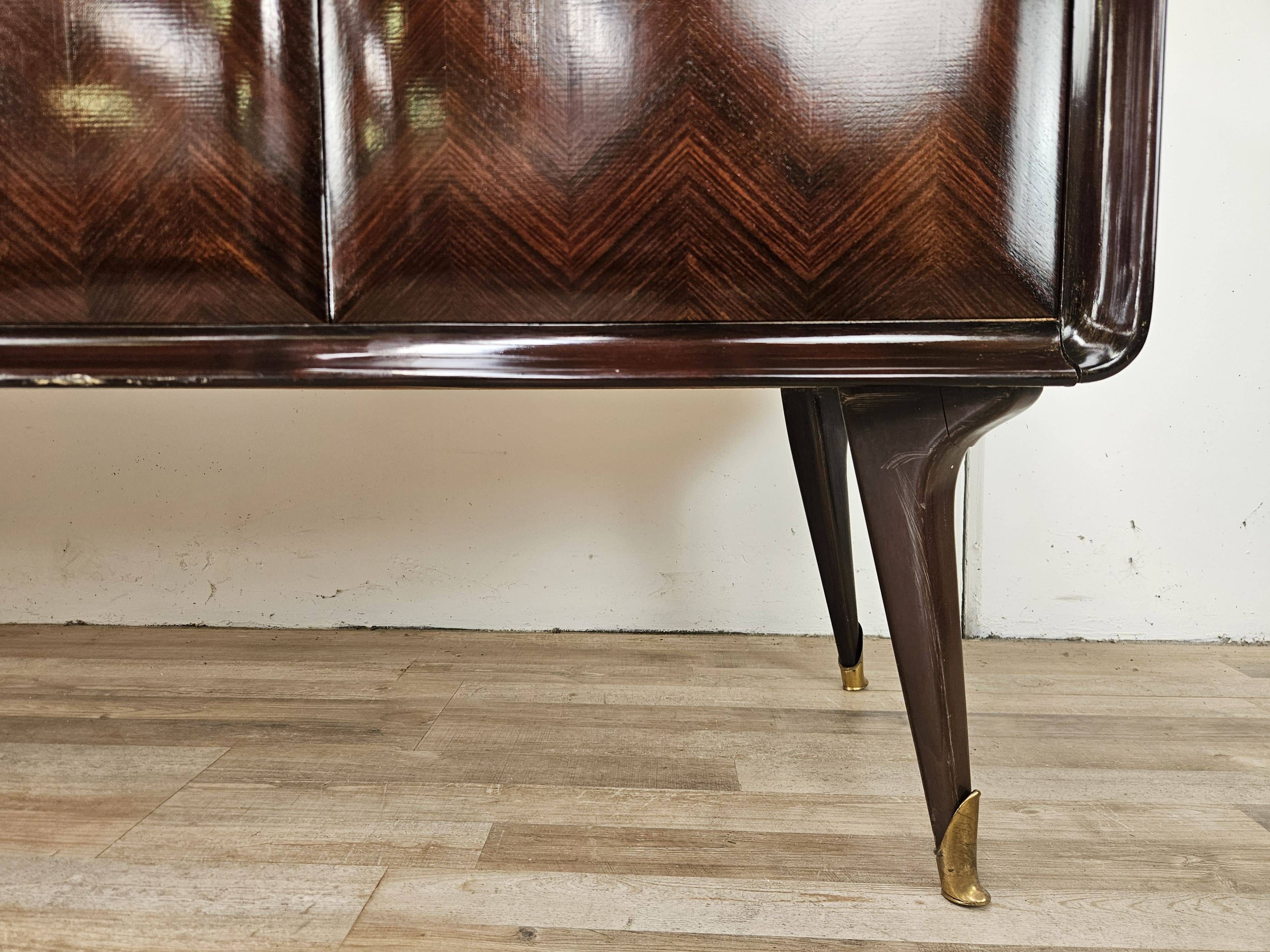 Mahogany sideboard with a glass top, 1960