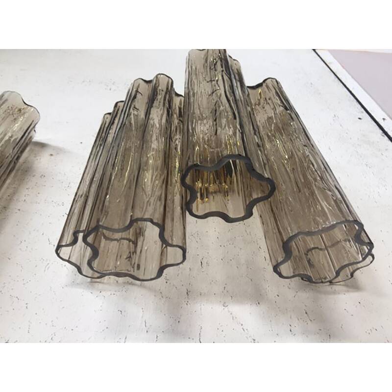 Murano Fume' Color Glass "Tronchi" Wall Sconces - a Pair