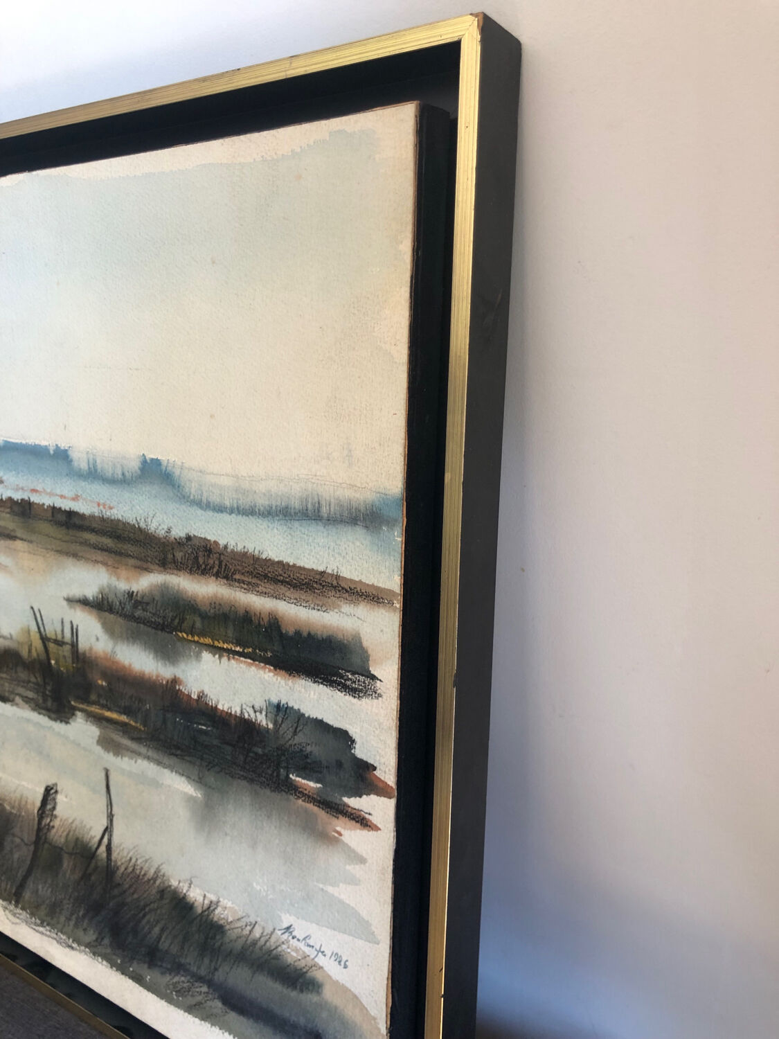 Watercolor swamp landscape