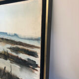 Watercolor swamp landscape