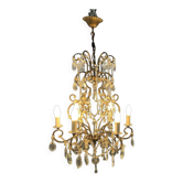Chandelier en fer forgé et verre de Murano des années 1950