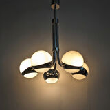 Stilnovo chrome chandelier with glass spheres, Italy, 1960s