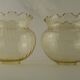 Set of 2 Vintage French Amber Ribbed Effect Glass Shades with Frilled Edge 5595