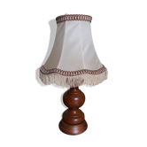 Turned wooden bedside lamp