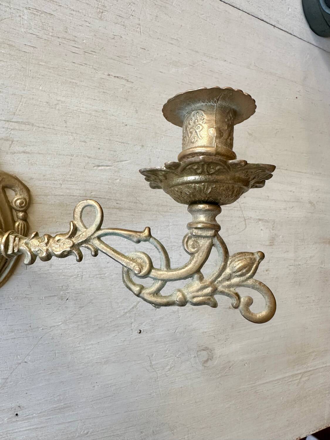 Pair of brass wall candle holders