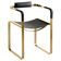 Armchair, aged brass steel and black saddle leather, contemporary style.
