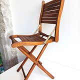 Chaise ancienne pliante 2 positions en bois latté