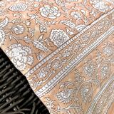 Nappe indienne rose poudré blockprint 150x250cm