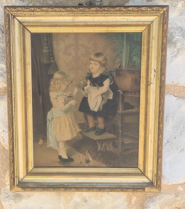 Tableau ''les petites filles au chat