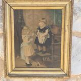 Table "little girls with cats"