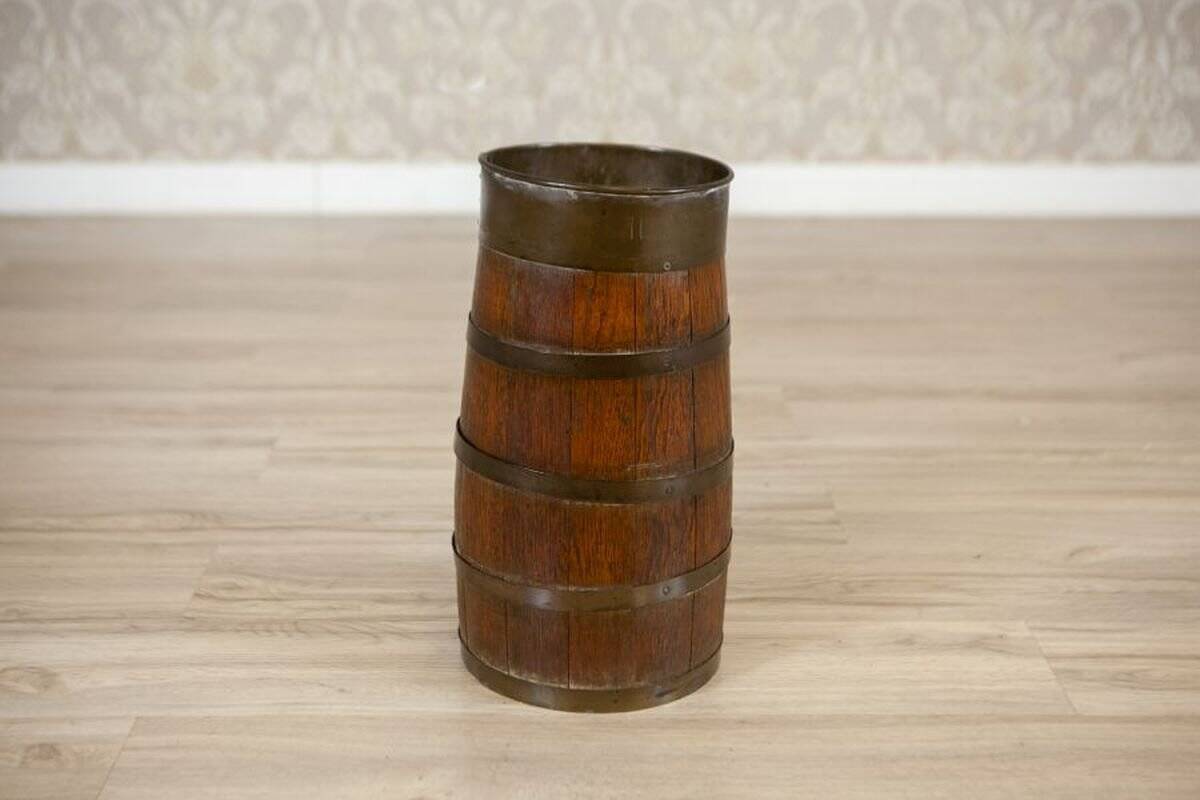 Oak Barrel Umbrella Stand, Early 20th Century