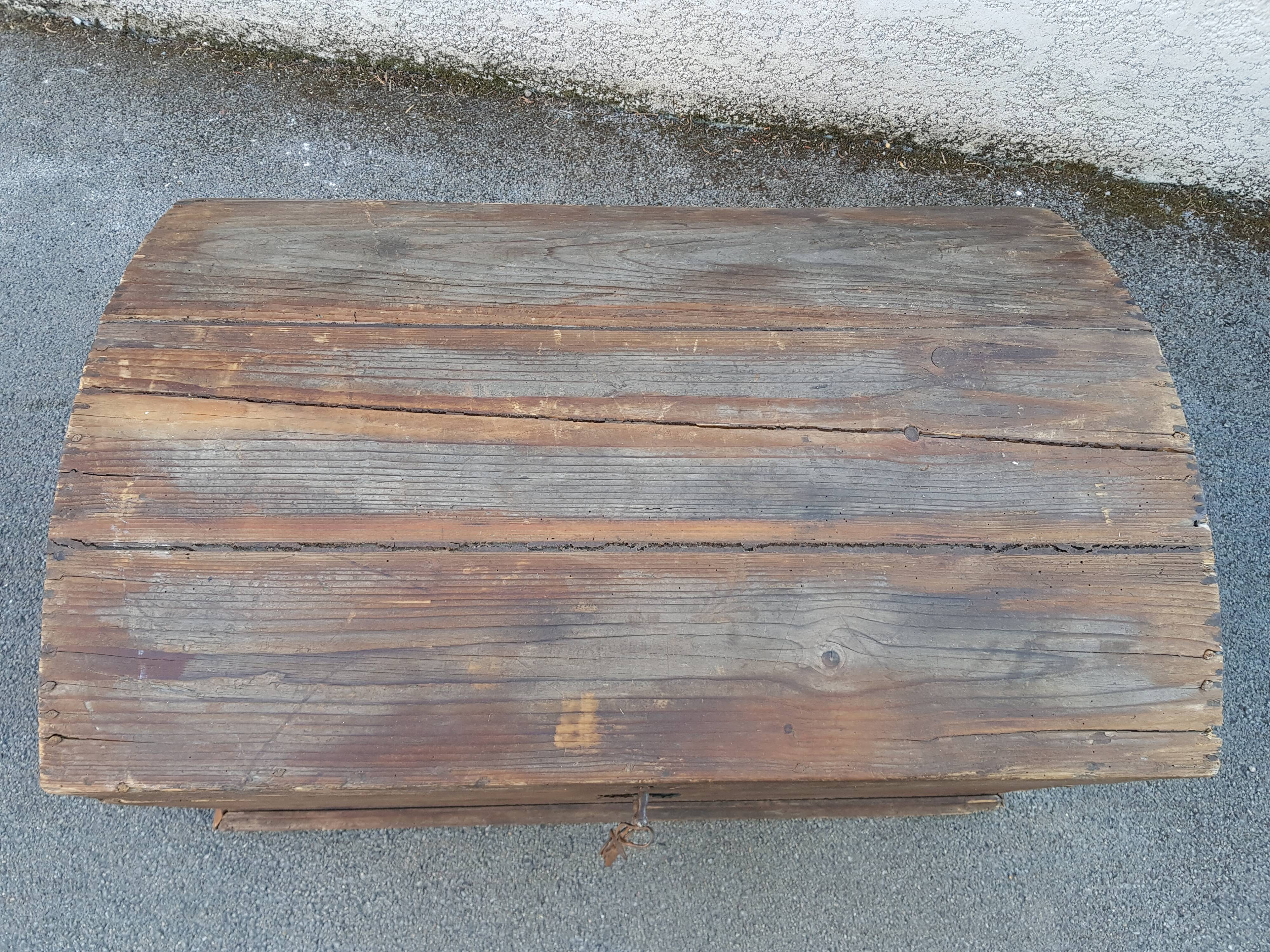 Former bulging privateer's trunk in 18th century fir
