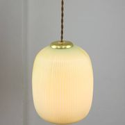 Lampe à suspension mid-century en laiton et verre, italie