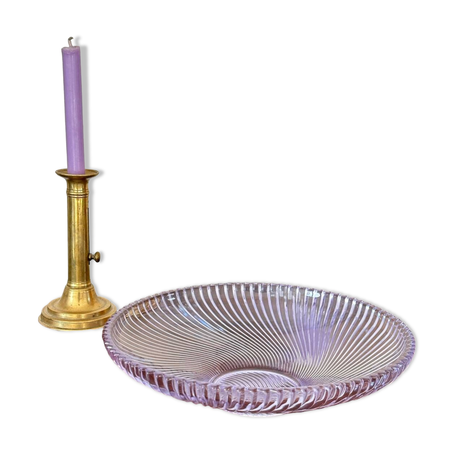 The lilac molded glass compote bowl.