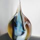 Large sculptural drop vase made of blown glass signed Mdina Glass Malta.