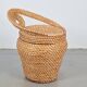 Vintage Straw and Wicker Stool with Storage Basket, 1960s