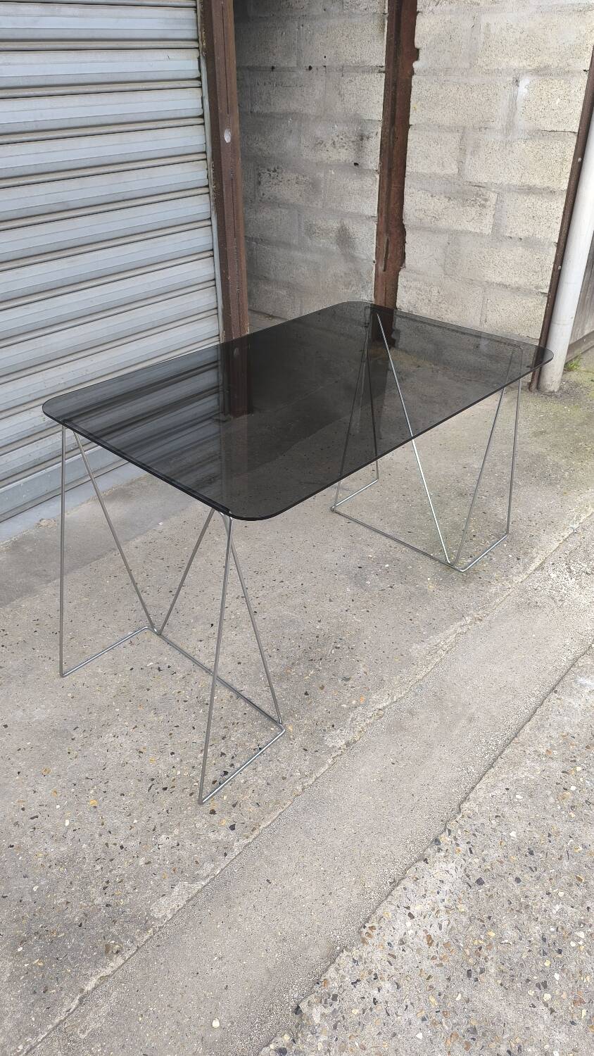 Smoked glass and chrome desk 1970