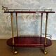 Cherry-red bar cart by Aldo Tura, Italy, 1960s, Hollywood Regency
