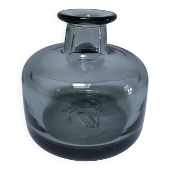 smoked grey glass vase Vallauris 1970s