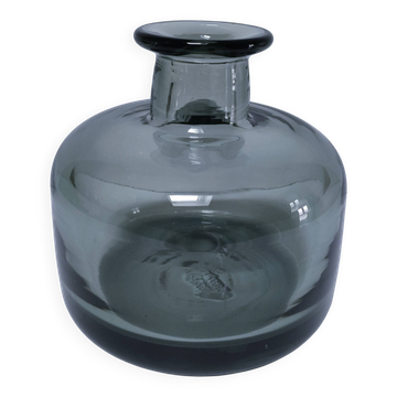smoked grey glass vase Vallauris 1970s