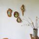 Set de 4 miroirs organiques brutalistes en bois années 50