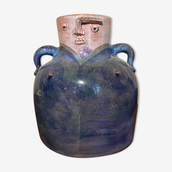 Vase dame bleue en céramique Frères Cloutier