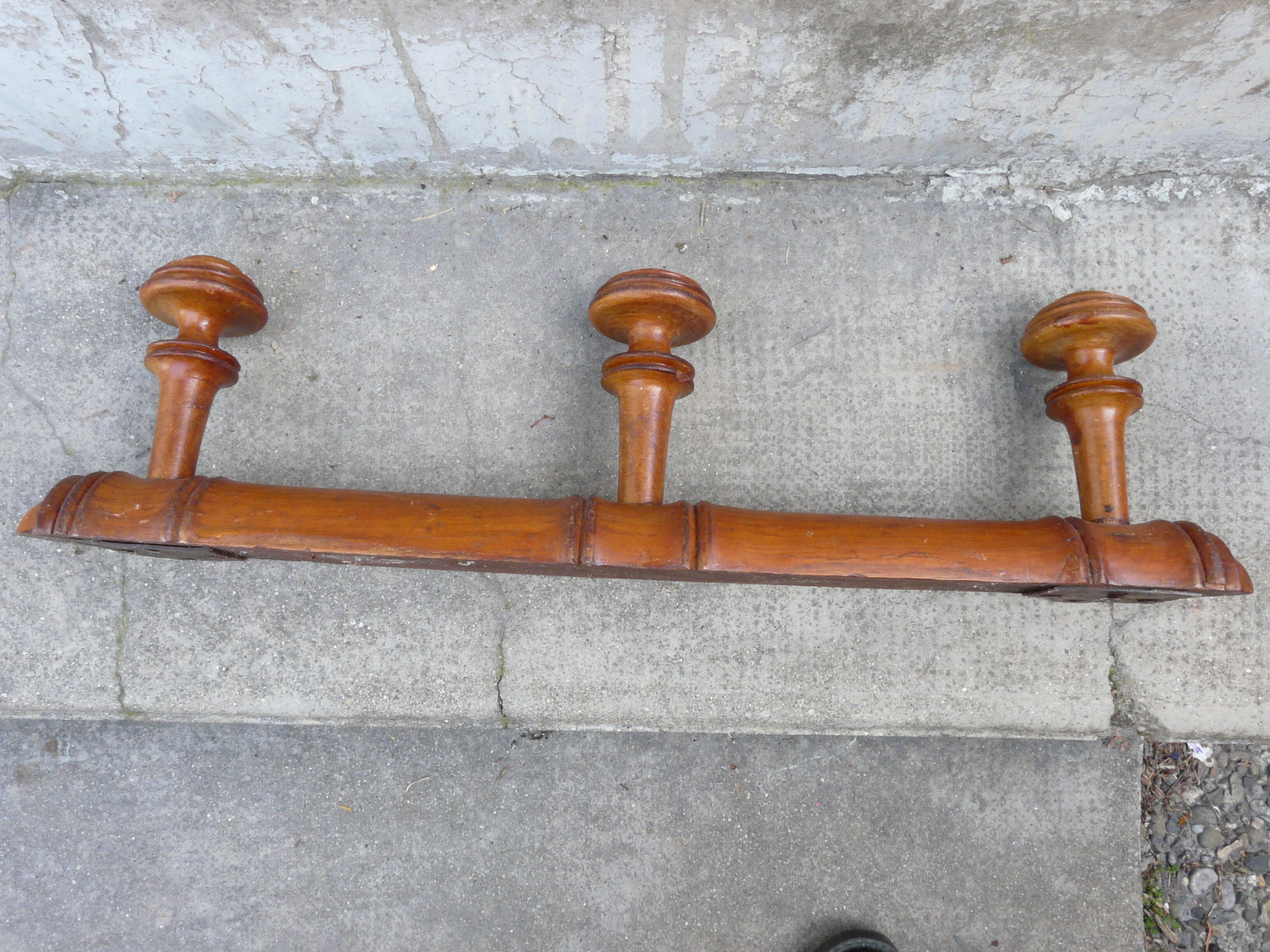 Wooden coat rack turned in imitation of bamboo