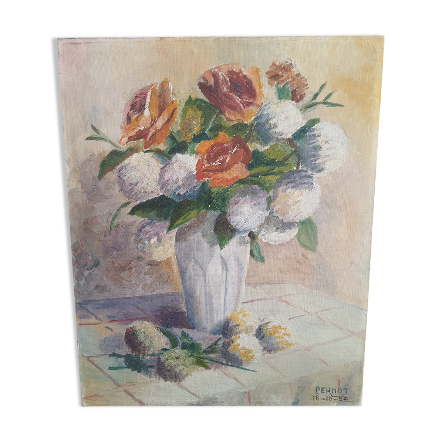 Painting on canvas flowers