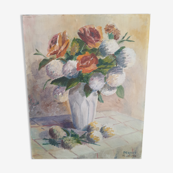 Painting on canvas flowers